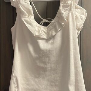 Maeve White Ruffle Blouse NWOT